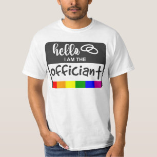 Rainbow Flag Wedding Hello Name Abzeichen Offizier T-Shirt