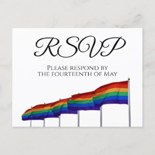 Rainbow Flags Gay Pride Wedding RSVP Postkarte