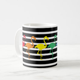 Rainbow Flamingo Silhouetten und B&W Streifen Kaffeetasse