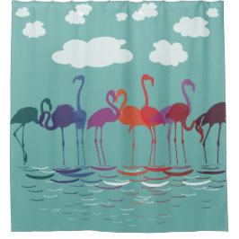 Rainbow Flamingos Deko Art Duschvorhang