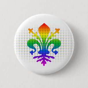 Rainbow Fleur-de-lis Button