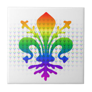 Rainbow Fleur-de-lis Fliese