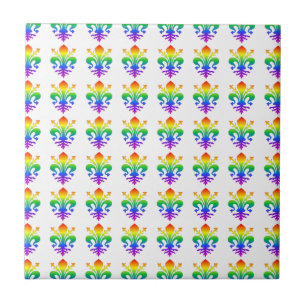 Rainbow Fleur-de-lis Fliese