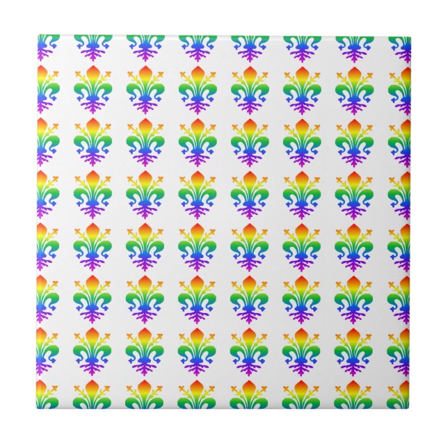 Rainbow Fleur-de-lis Fliese (Vorderseite)