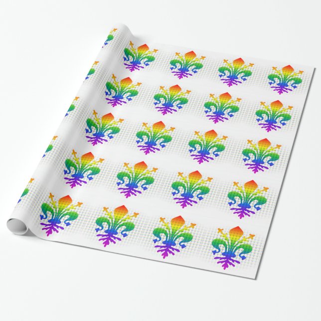 Rainbow Fleur-de-lis Geschenkpapier (Ungerollt)