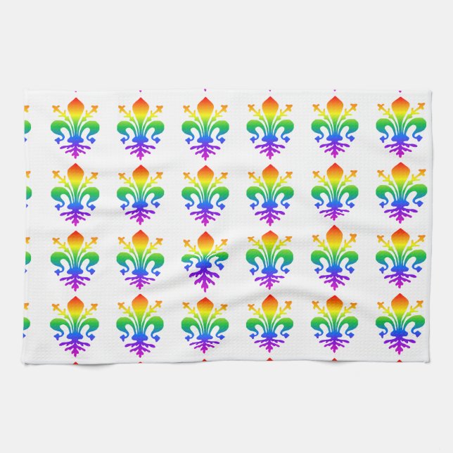 Rainbow Fleur-de-lis Geschirrtuch (Horizontal)