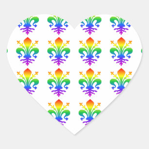 Rainbow Fleur-de-lis Herz-Aufkleber