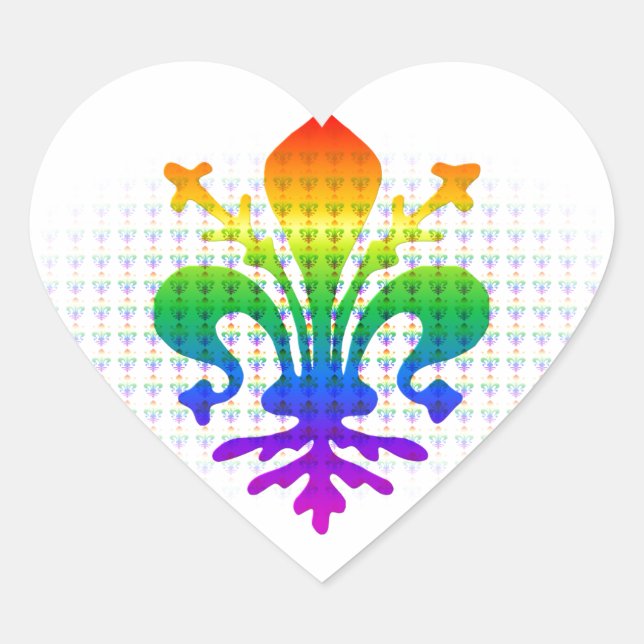Rainbow Fleur-de-lis Herz-Aufkleber (Vorderseite)