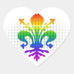 Rainbow Fleur-de-lis Herz-Aufkleber