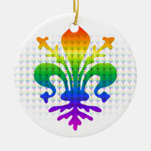 Rainbow Fleur-de-lis Keramikornament