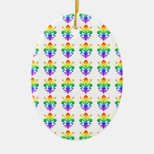Rainbow Fleur-de-lis Keramikornament