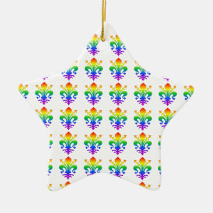 Rainbow Fleur-de-lis Keramikornament