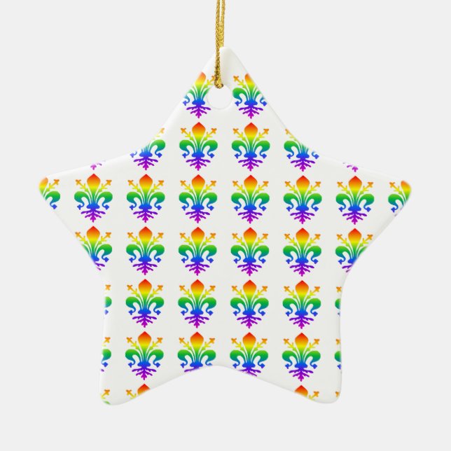 Rainbow Fleur-de-lis Keramikornament (Vorne)
