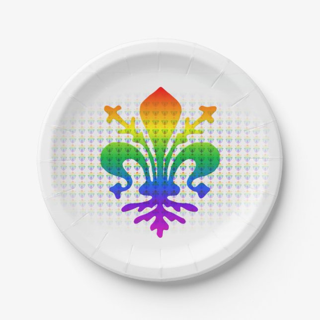 Rainbow Fleur-de-Lis Pappteller (Vorderseite)
