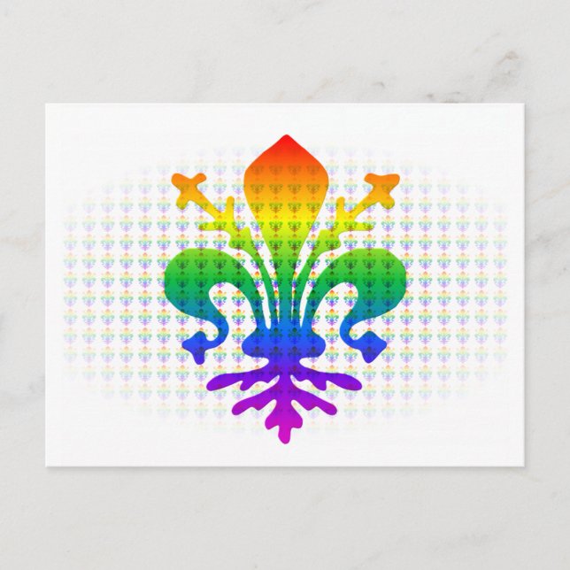 Rainbow Fleur-de-lis Postkarte (Vorderseite)