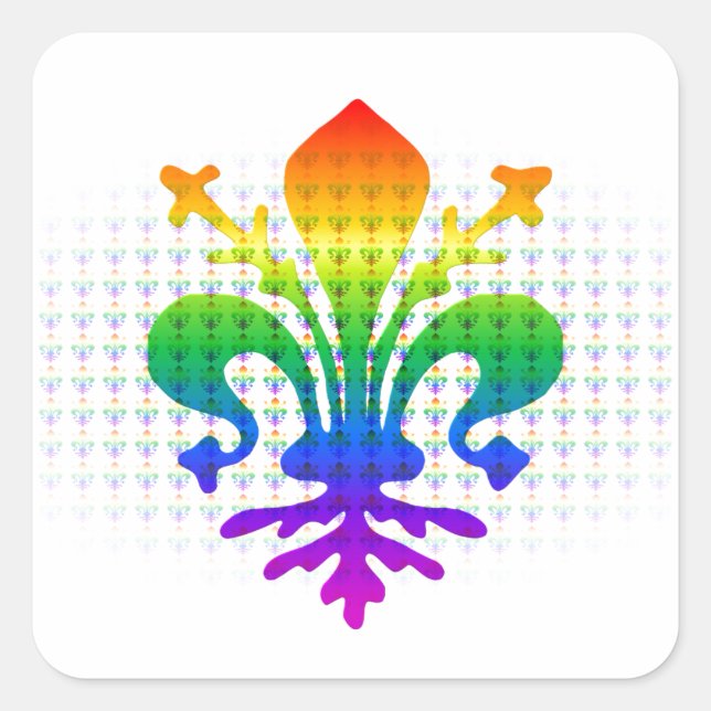 Rainbow Fleur-de-lis Quadratischer Aufkleber (Vorderseite)