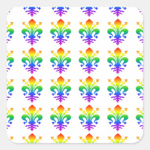 Rainbow Fleur-de-lis Quadratischer Aufkleber
