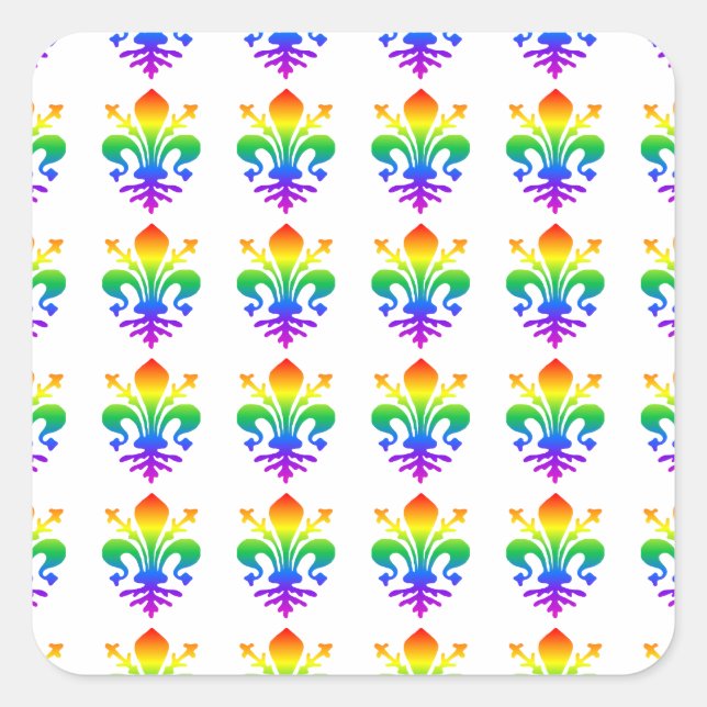 Rainbow Fleur-de-lis Quadratischer Aufkleber (Vorderseite)