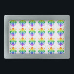 Rainbow Fleur-de-lis Rechteckige Gürtelschnalle<br><div class="desc">Benutzerdefiniertes Regenbogenmotiv. Originelles Design.</div>