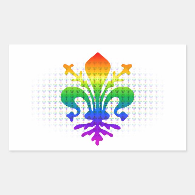 Rainbow Fleur-de-lis Rechteckiger Aufkleber (Vorderseite)