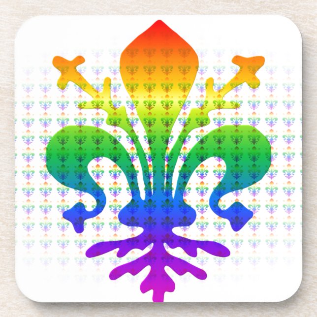 Rainbow Fleur-de-lis Untersetzer (Vorderseite)