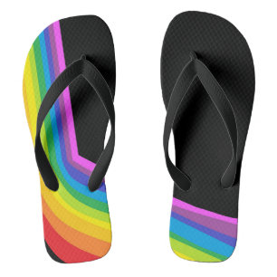 Rainbow Flip Flops Black Thong Sandal mit Regenbog