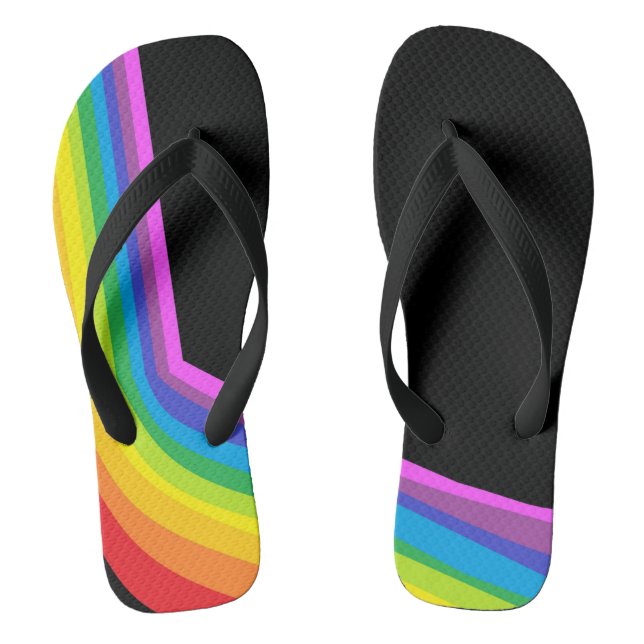 Rainbow Flip Flops Black Thong Sandal mit Regenbog (Fußbett)