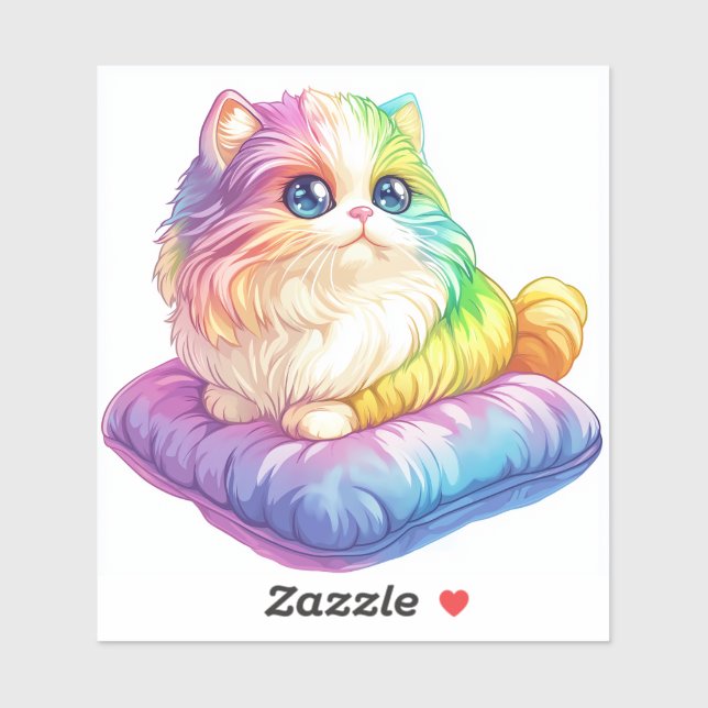 Rainbow Floof - Kawaii Cat Laptop Sticker (Blatt)