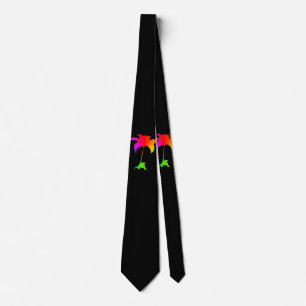 Rainbow Floral Black Tropical Neck Tie Krawatte