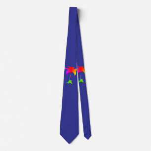Rainbow Floral Blue Tropical Neck Tie Krawatte