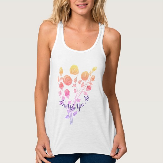 Rainbow Floral Designer Tank Top (Vorderseite)