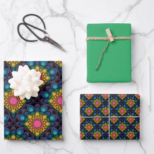 Rainbow Floral Fountain Albergo Colmanicchio Geschenkpapier Set (Vorderseite)