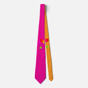 Rainbow Floral Hot Pink Orange Tropical Neck Tie Krawatte