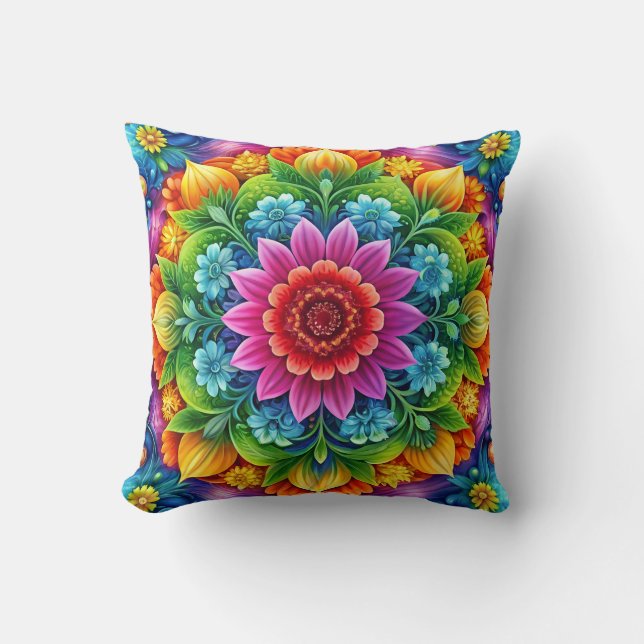Rainbow Floral Kissen (Vorderseite)