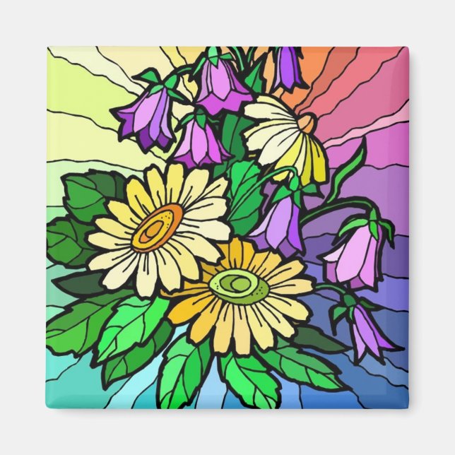 Rainbow Floral Magnet (Vorne)