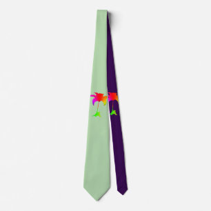 Rainbow Floral Minze Green Lila Tropical Neck Tie Krawatte