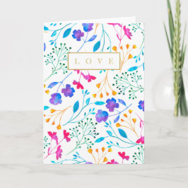 Rainbow Floral Pattern Wasserfarbenkarte Karte