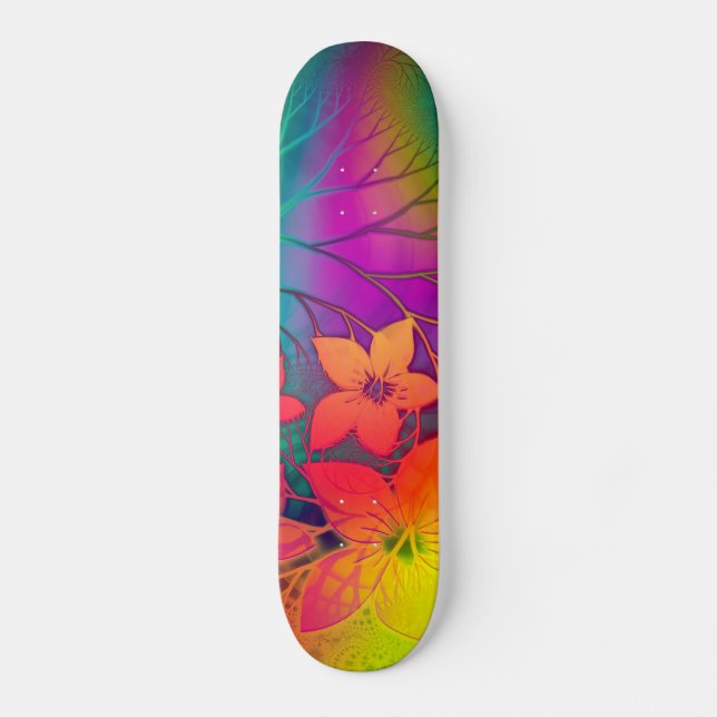 Rainbow Floral Skateboard (Vorderseite)
