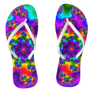 Rainbow Floral Sprinkles Flip Flops