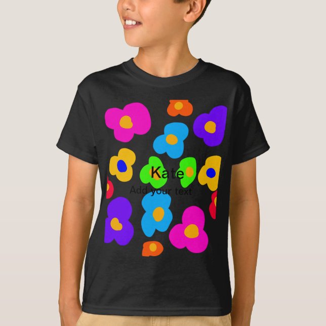 Rainbow Flower Pride Love Add Name Text Lqbtq Abst T-Shirt (Vorderseite)