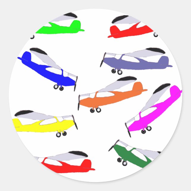 Rainbow-Flugzeuge Runder Aufkleber (Vorderseite)