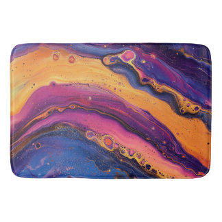 Rainbow Fluid Pour Lila & orange farbig Badematte