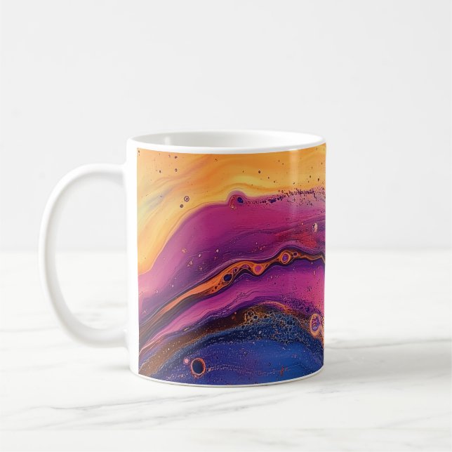 Rainbow Fluid Pour Lila & orange farbig Kaffeetasse (Links)
