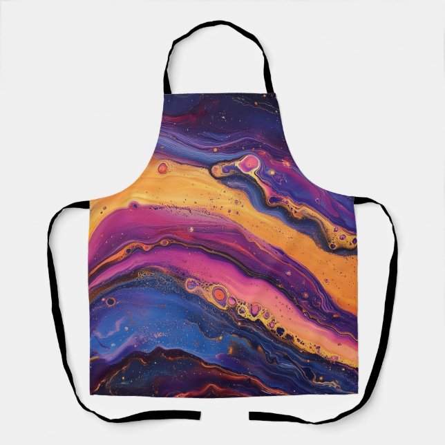 Rainbow Fluid Pour Lila & orange farbig Schürze (Vorderseite)