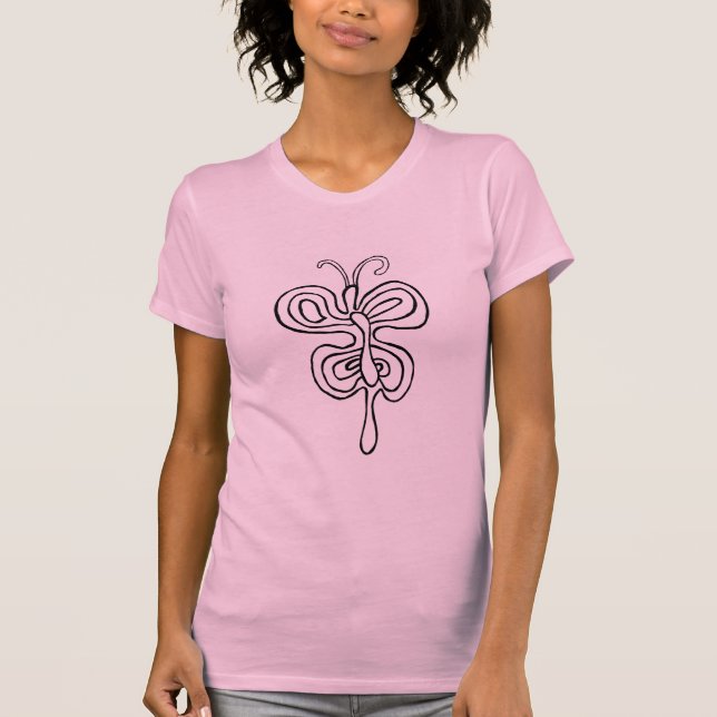 Rainbow Flutterfly B&W Doodle T - Shirt (Vorderseite)