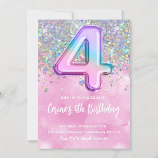 Rainbow Foil Girl Einladung