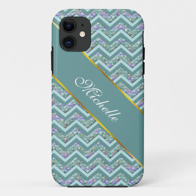 Rainbow Foil ZigZag Muster Case-Mate iPhone Hülle (Rückseite)