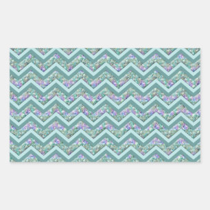 Rainbow Foil ZigZag Muster Rechteckiger Aufkleber