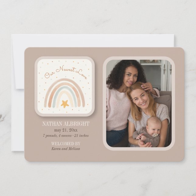Rainbow Foto Birth Ankündigung (Vorderseite)