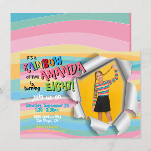 Rainbow Foto Geburtstagsparty Einladung